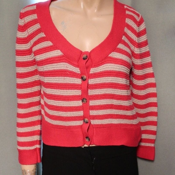 Theory Striped Pink Button-Up Sweater Size M - Picture 2 of 6